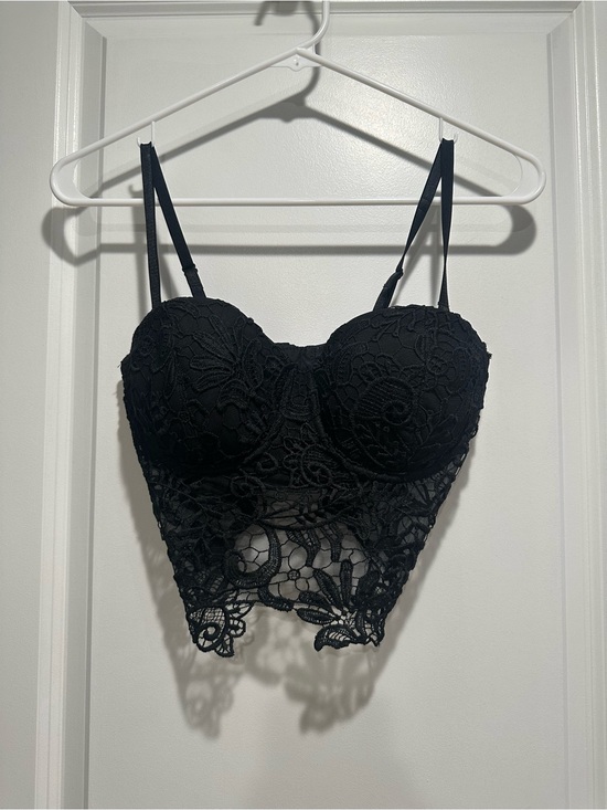 bebe Tops - bebe Black Lace Longline Bustier Bra